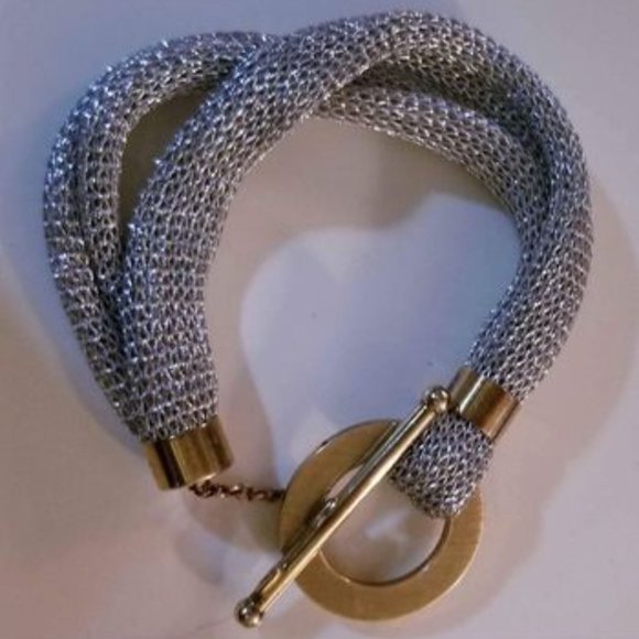 Beautiful Liquid Sterling Silver Bracelet with Gold Plated Detail - Picture 7 of 8